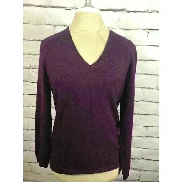 Charter Club Womens Size M Purple Long Sleeve Cashmere Sweater - Picture 1 of 6